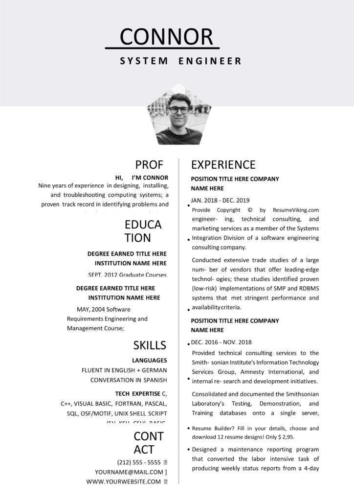 free Word resume template with timeline