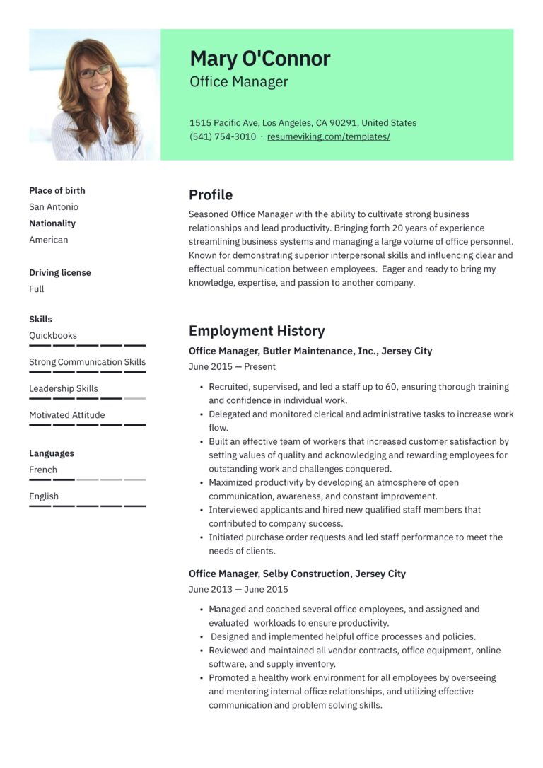 Office Manager Resume