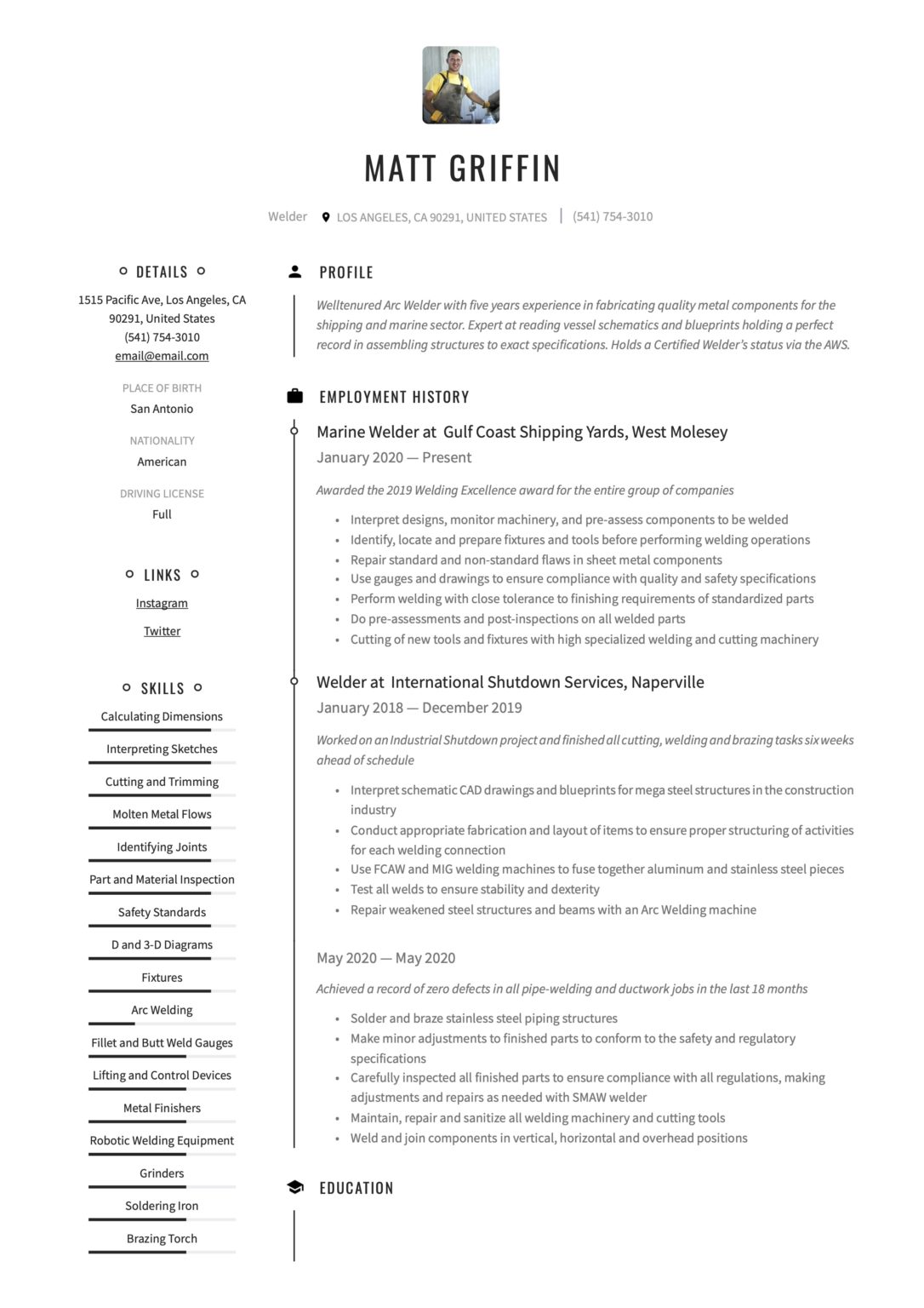 17 Welder Resume Samples in Pdf - Welder Resume 1 1086x1536 
