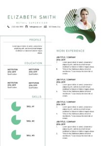 modern photo resume with green design elements