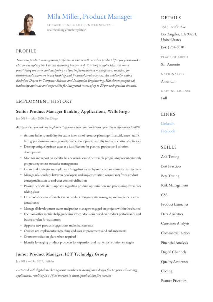 product manager resume