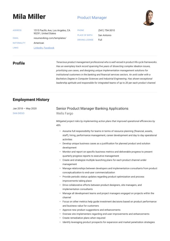 product manager resume IT