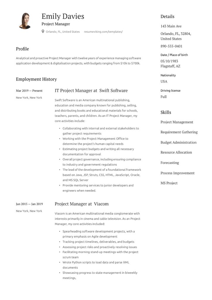 junior project manager resume 
