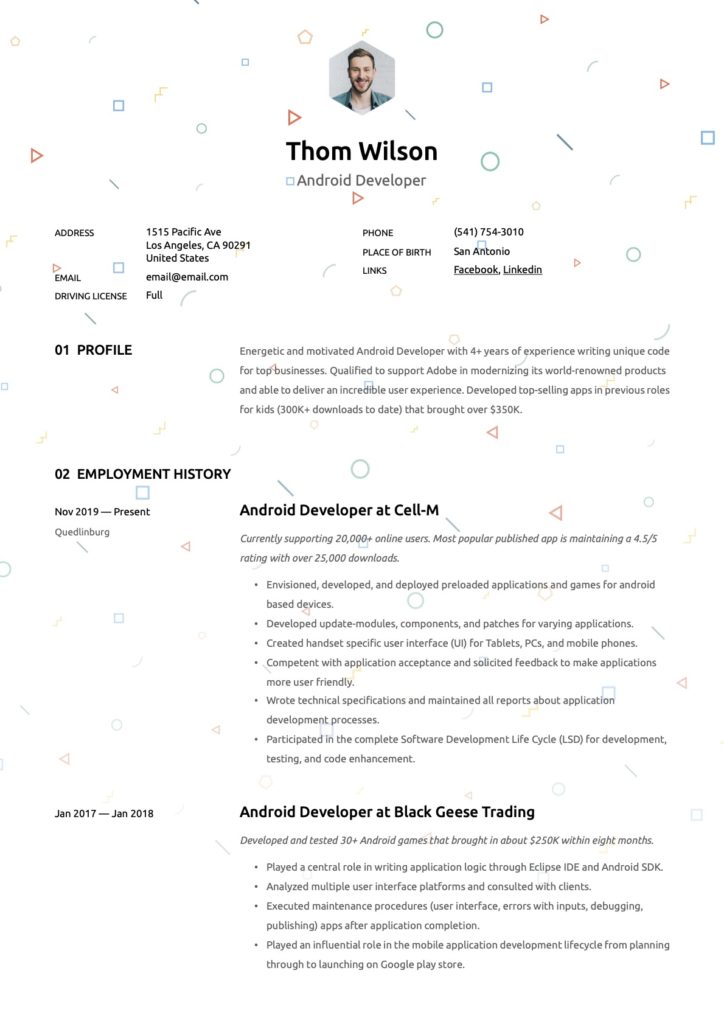 Android Developer Resume