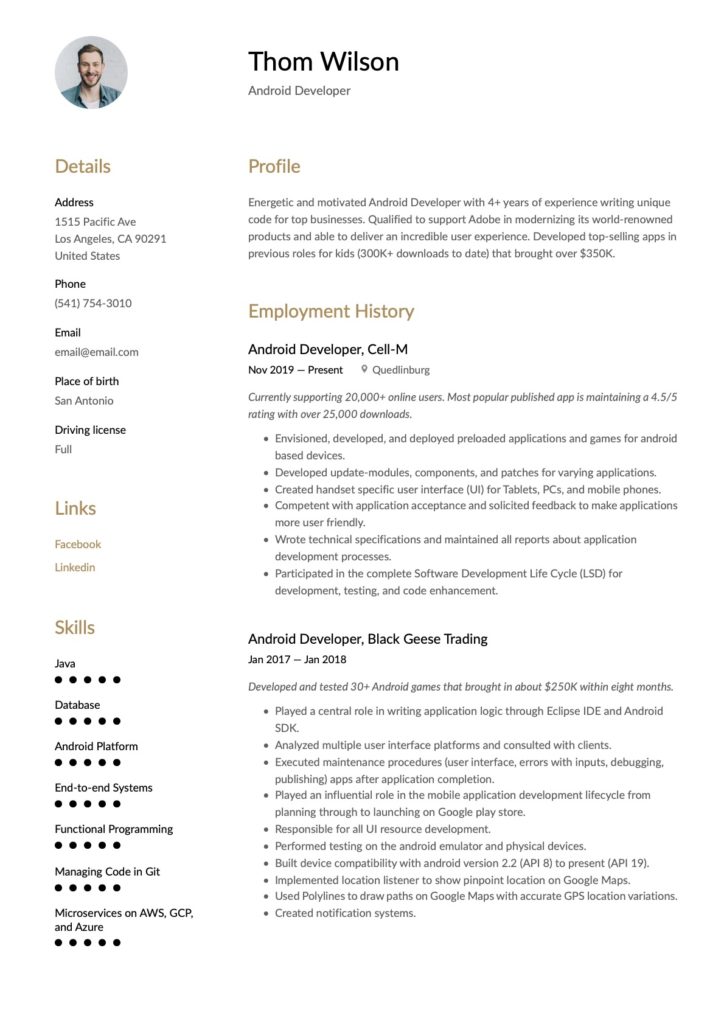 Android Developer CV