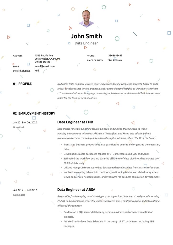 Creative Data Engineer CV