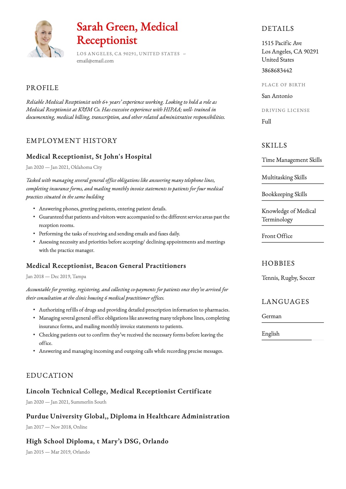 Example Resume Medical Receptionist-13