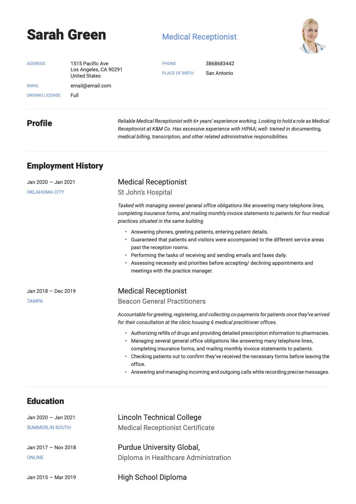 Example Resume Medical Receptionist-16