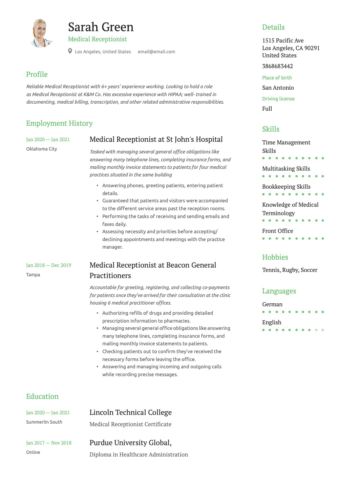 Example Resume Medical Receptionist-18