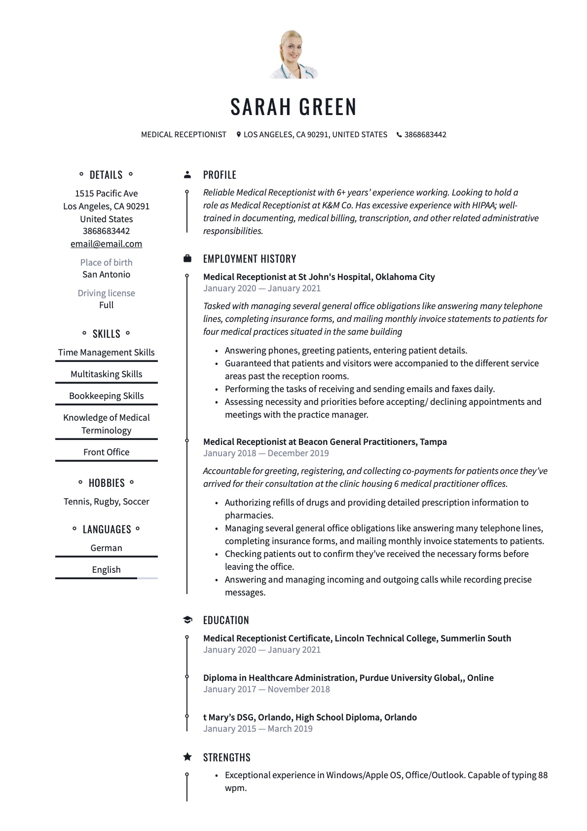 Example Resume Medical Receptionist-2