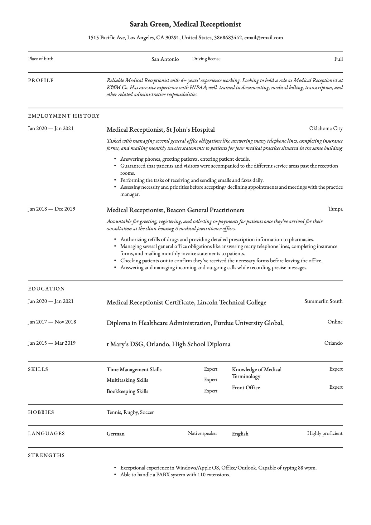 Example Resume Medical Receptionist-5