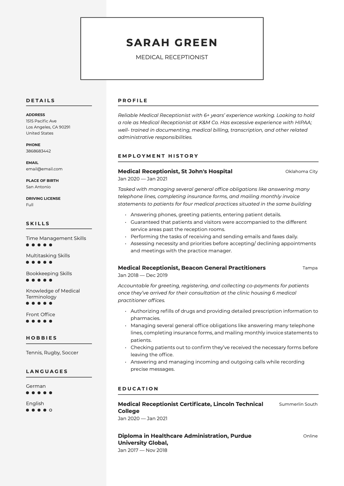 Example Resume Medical Receptionist-8