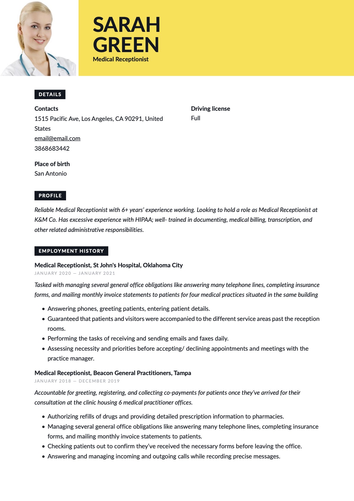 Example Resume Medical Receptionist-9