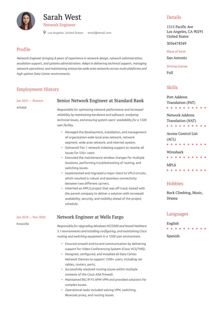 Network Engineer Resume