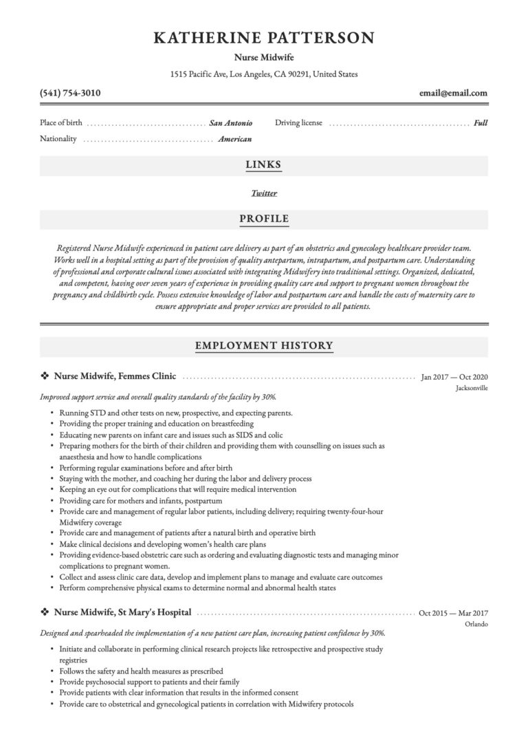 Example Resume Nurse Midwife 10