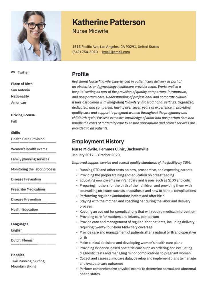 Midwife Resume Example