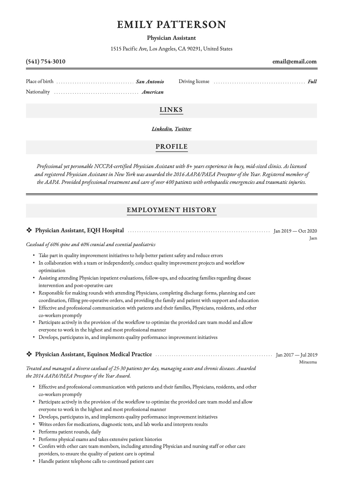Example Resume Physician Assistant-10
