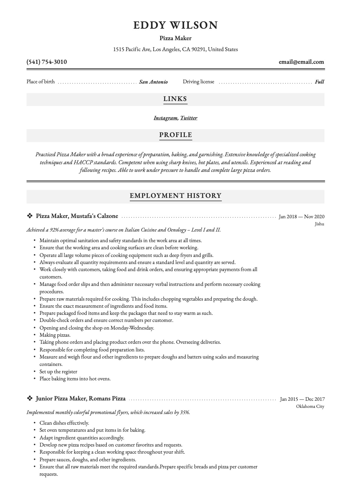 Example Resume Pizza Maker-10