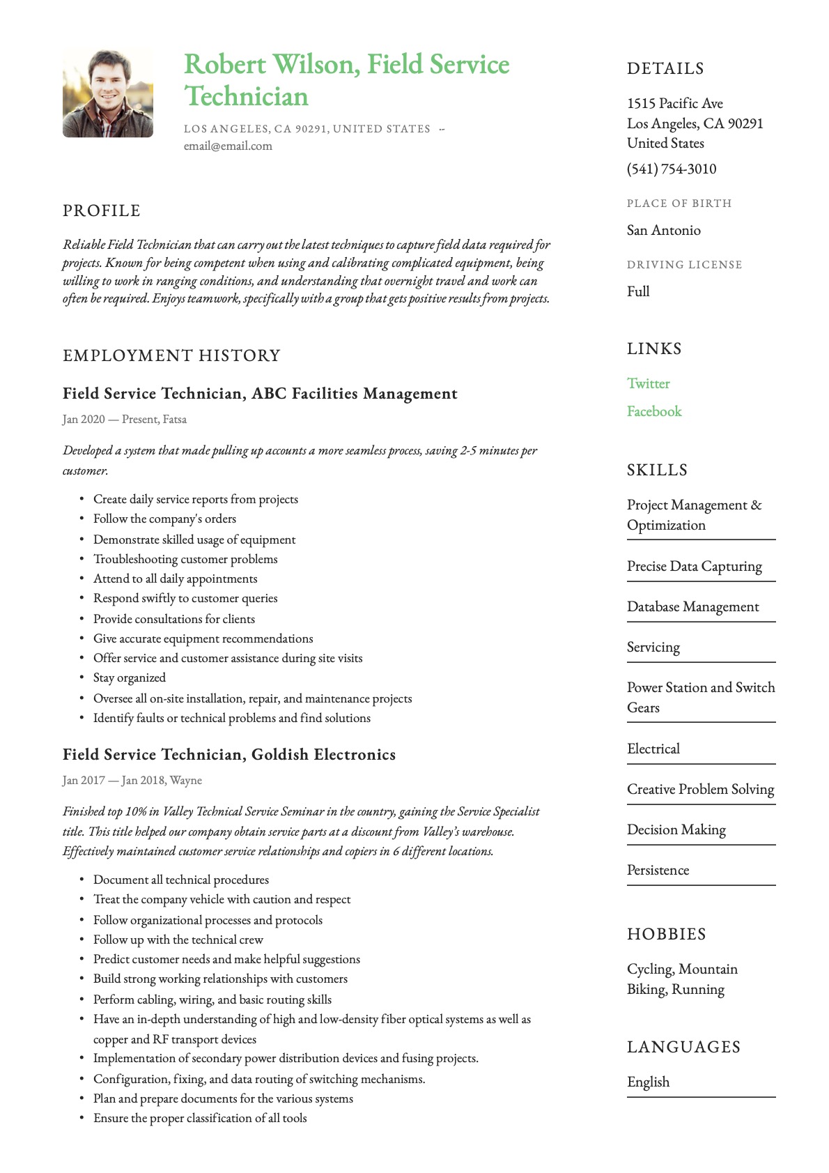 Example resume Field Service Technician-13