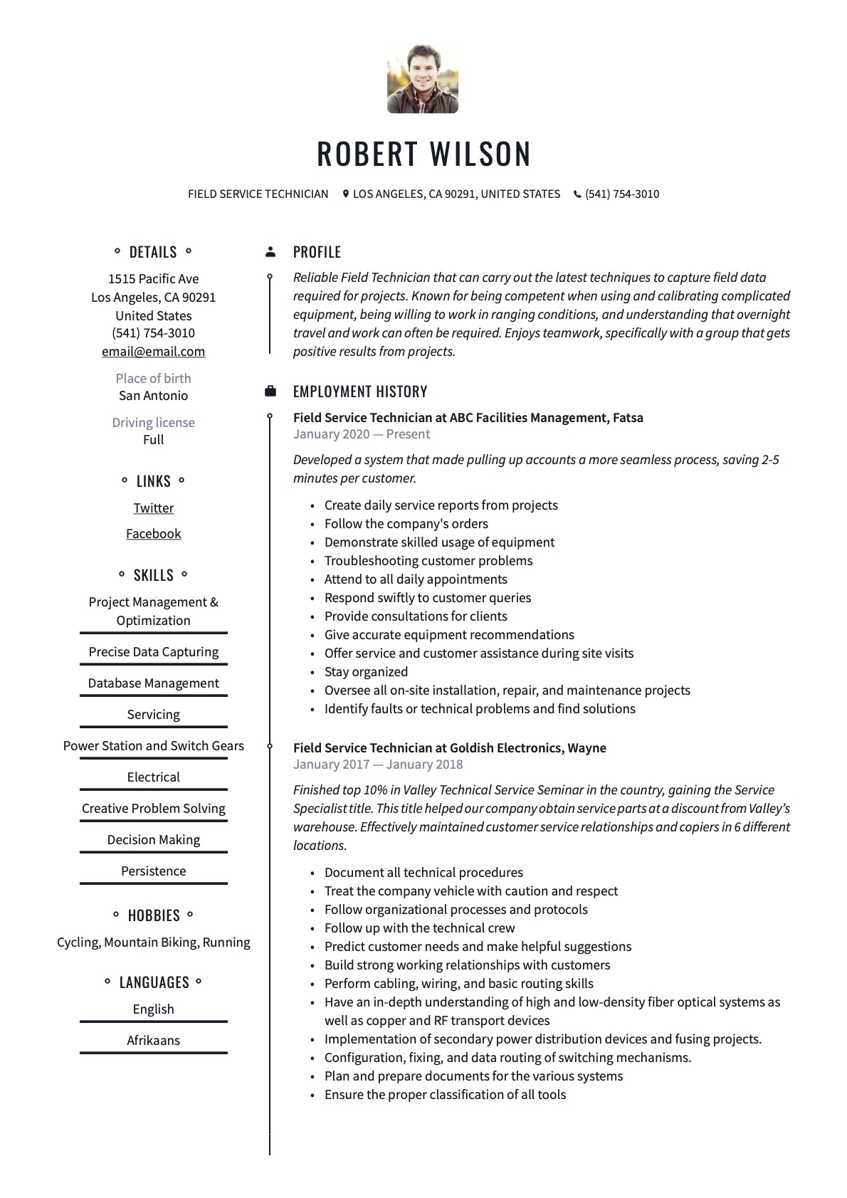 Example resume Field Service Technician-2