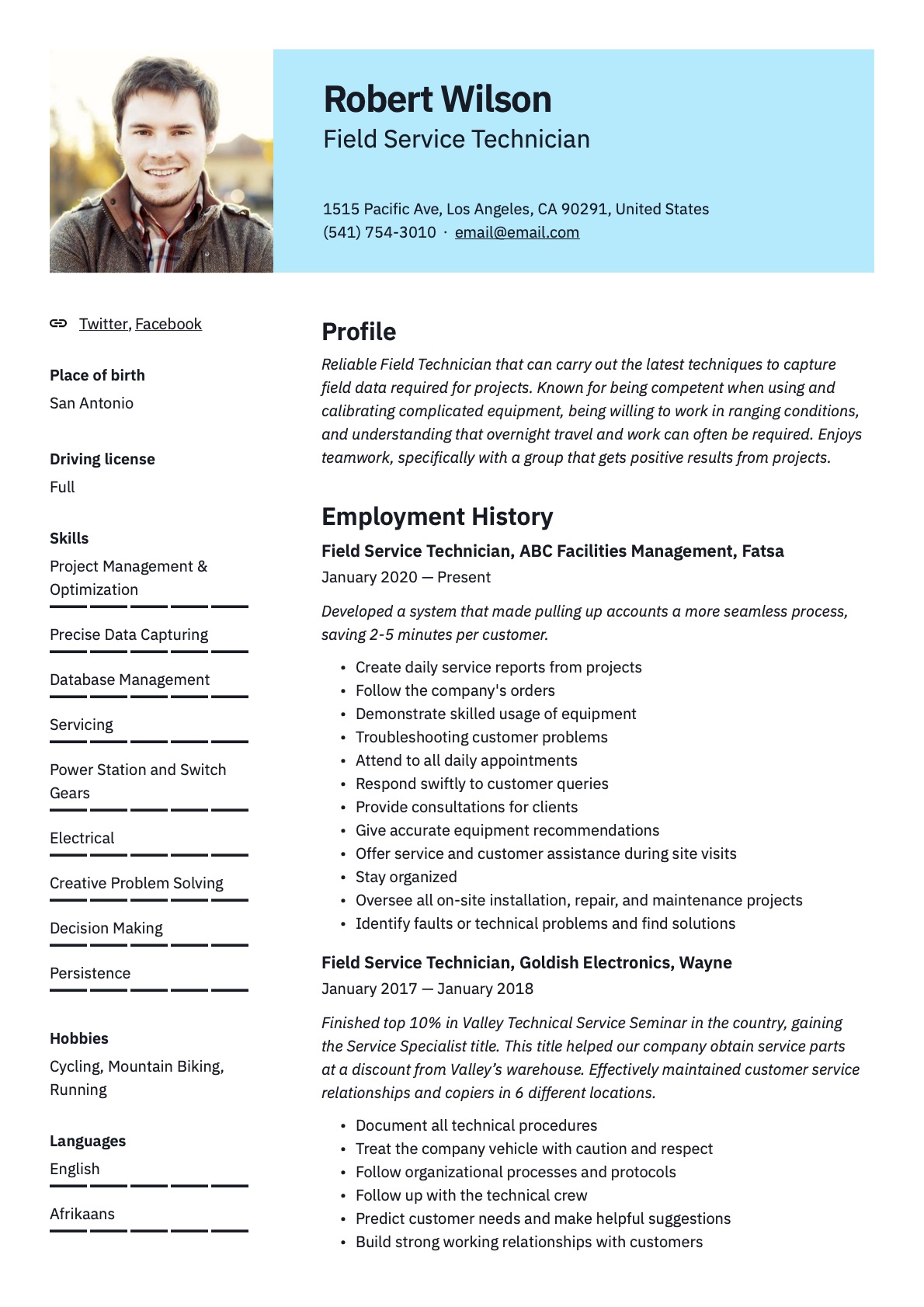 Example resume Field Service Technician-3