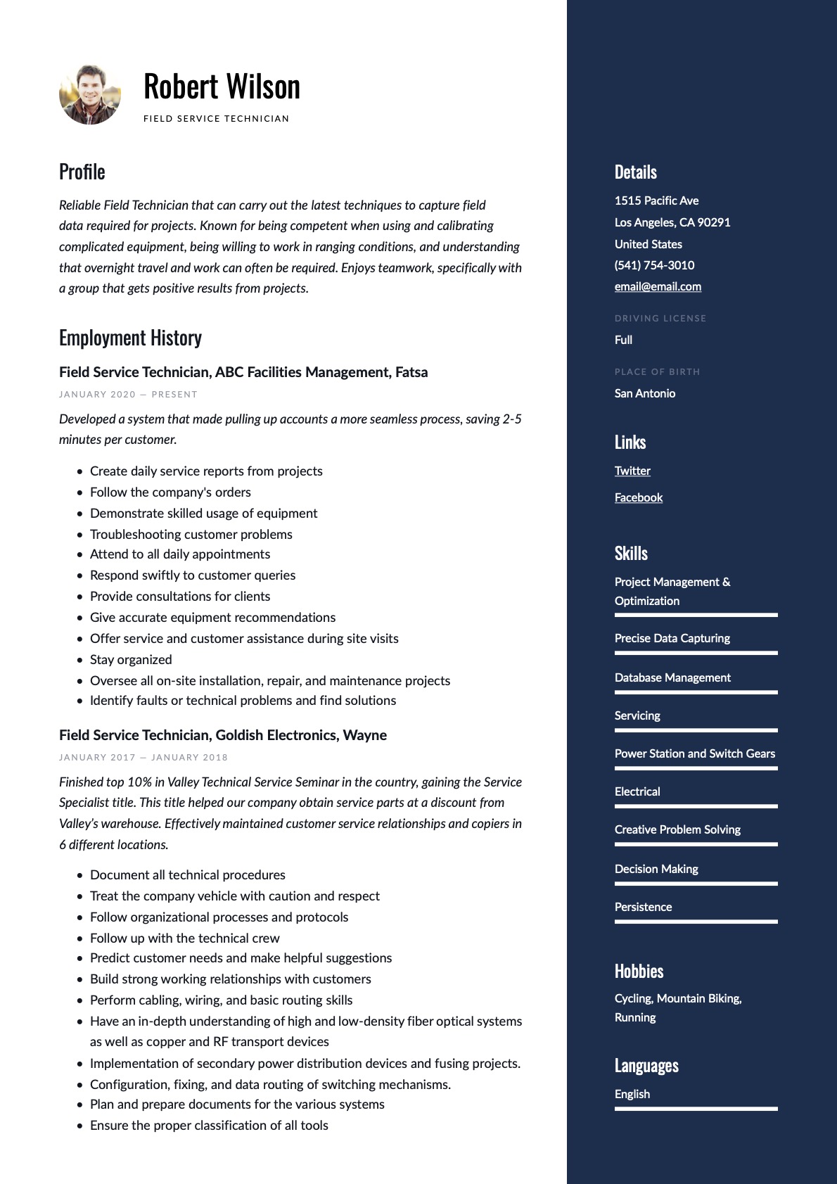 Example resume Field Service Technician-4