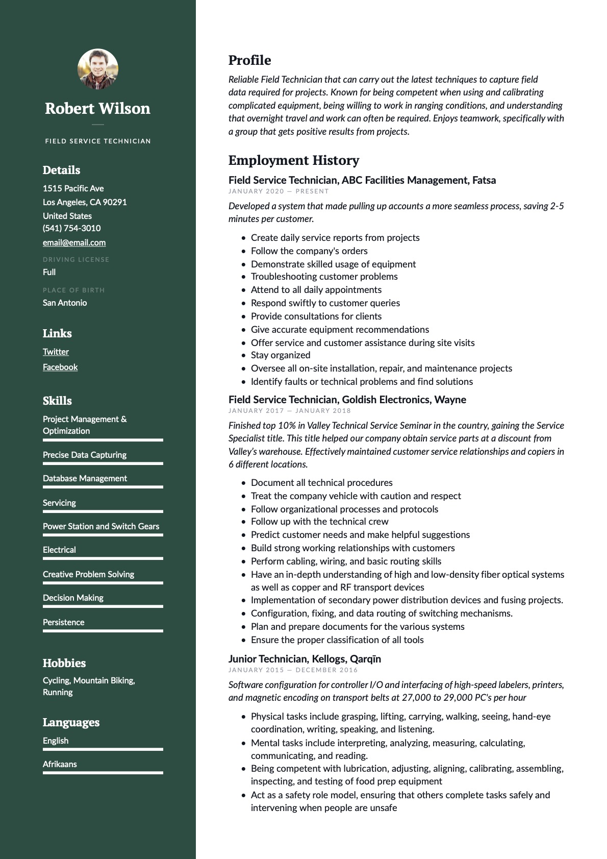 Example resume Field Service Technician-6