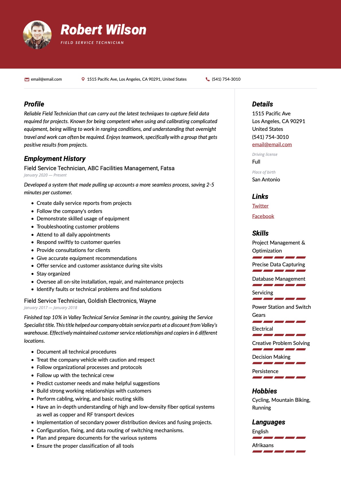 Example resume Field Service Technician-7
