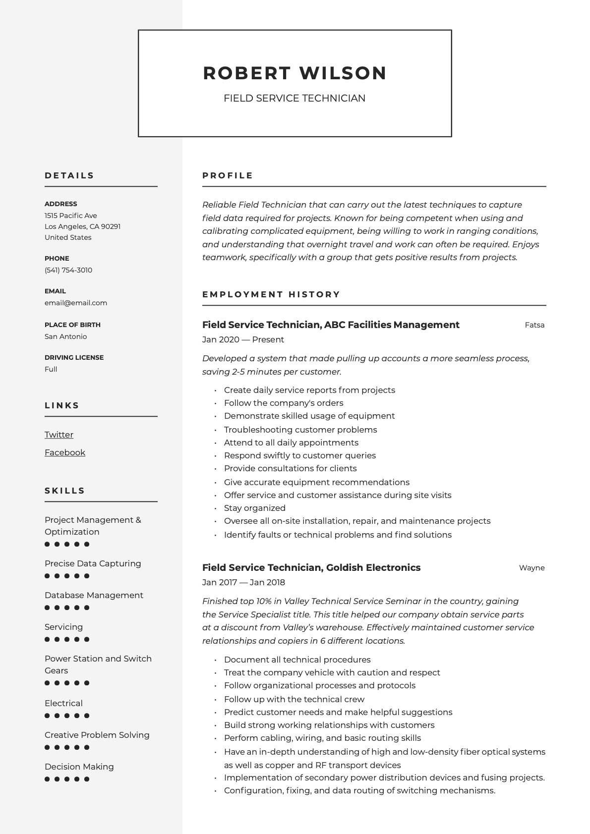 Example resume Field Service Technician-8