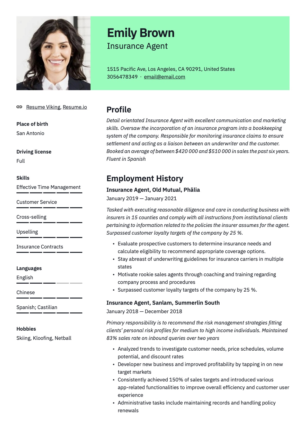 Example resume insurance agent-3