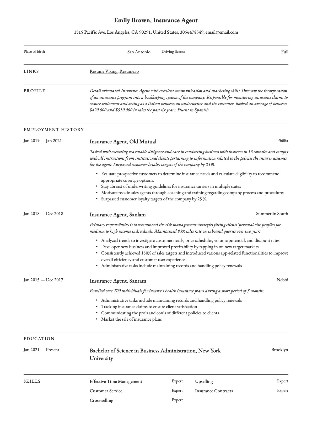 Example resume insurance agent-5