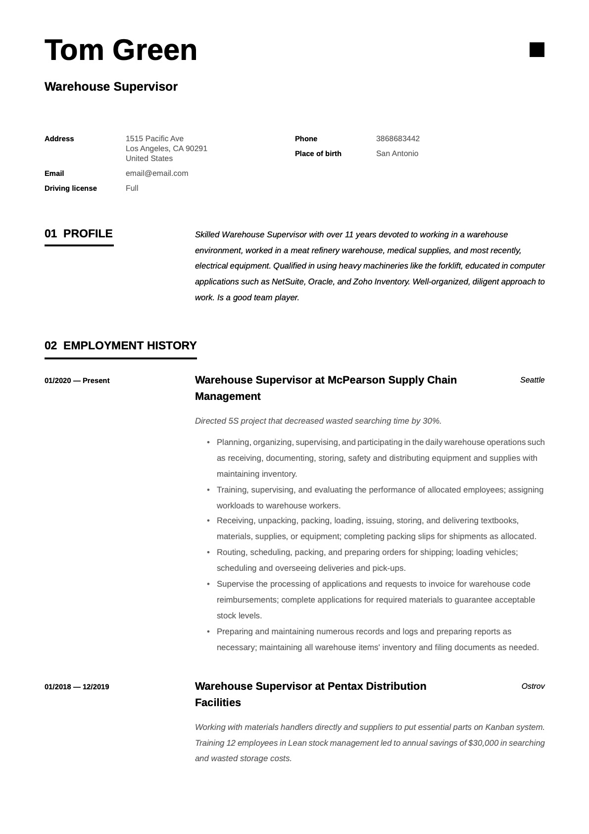 Example resume warehouse supervisor-11