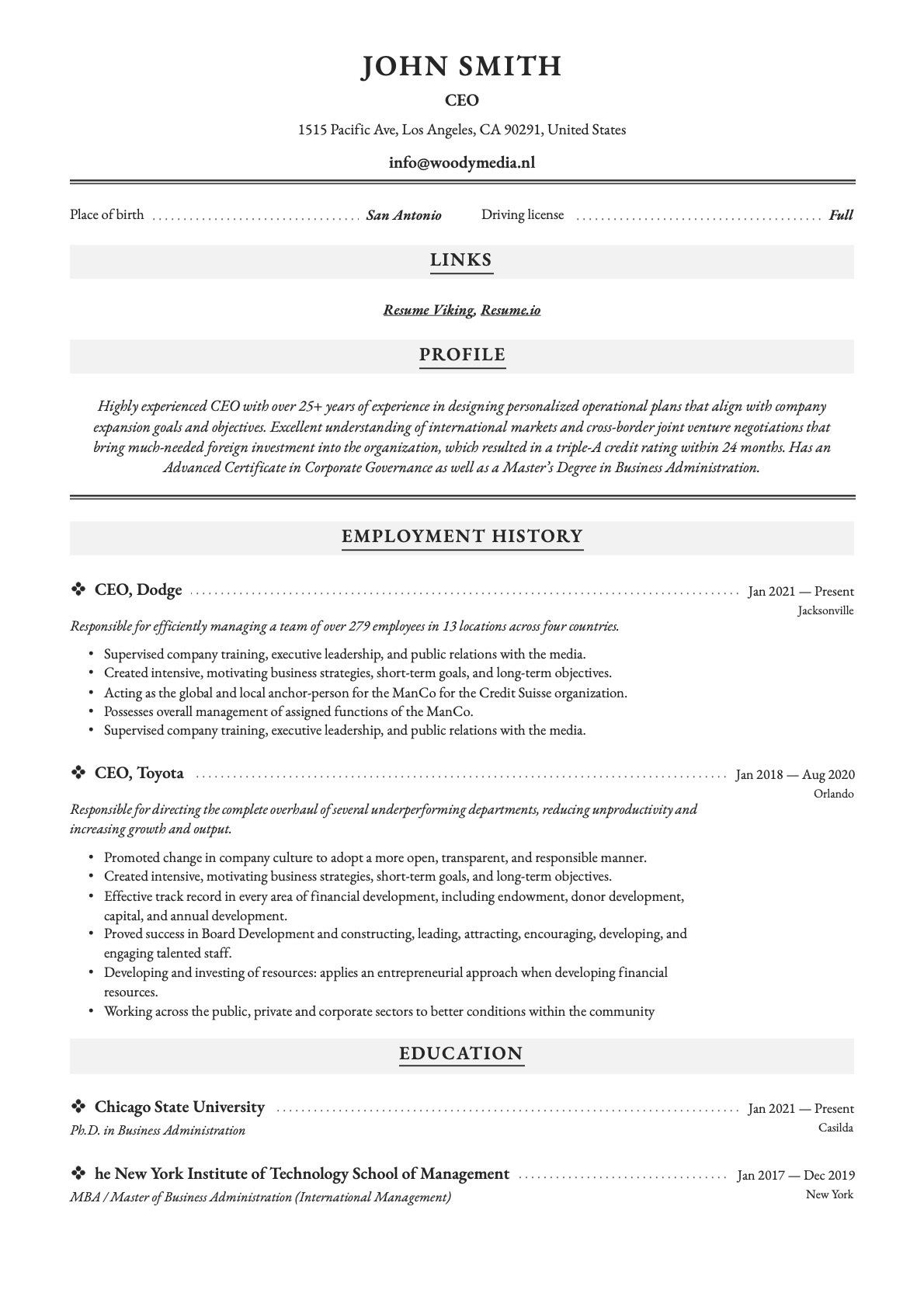 Example Resume CEO-10