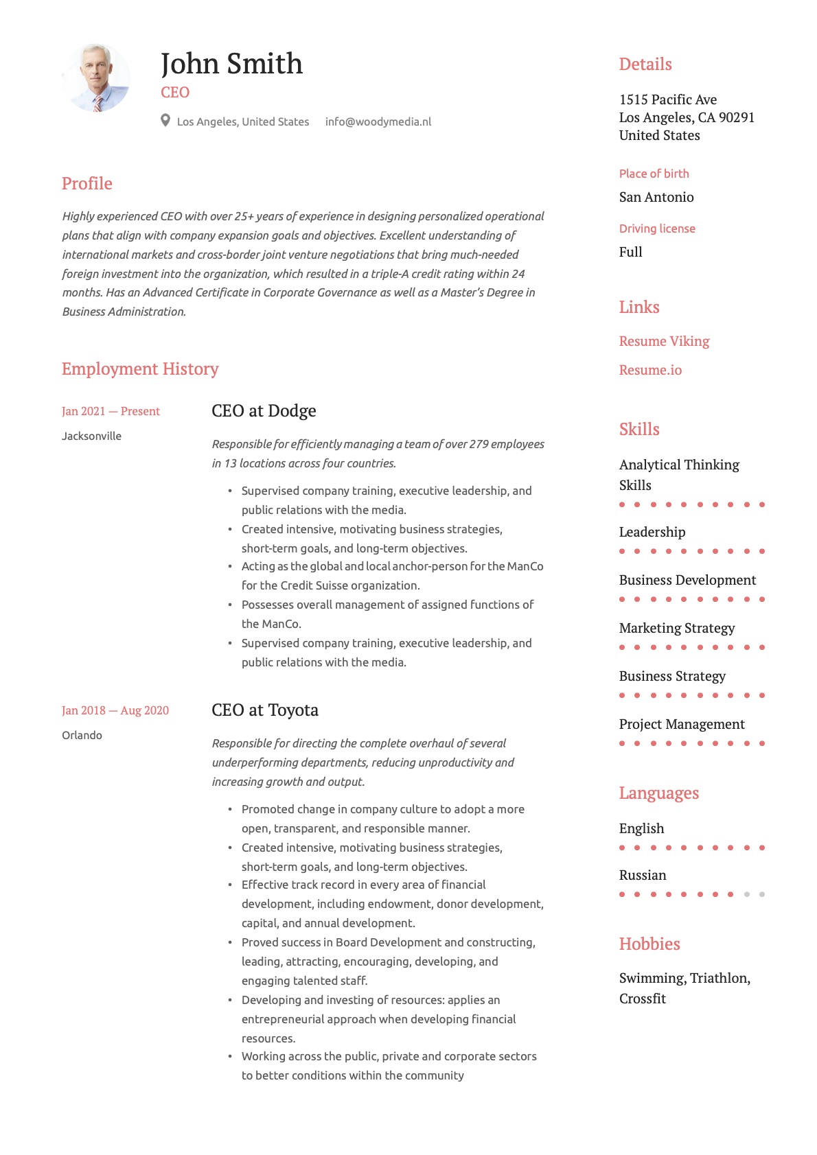 Example Resume CEO-18