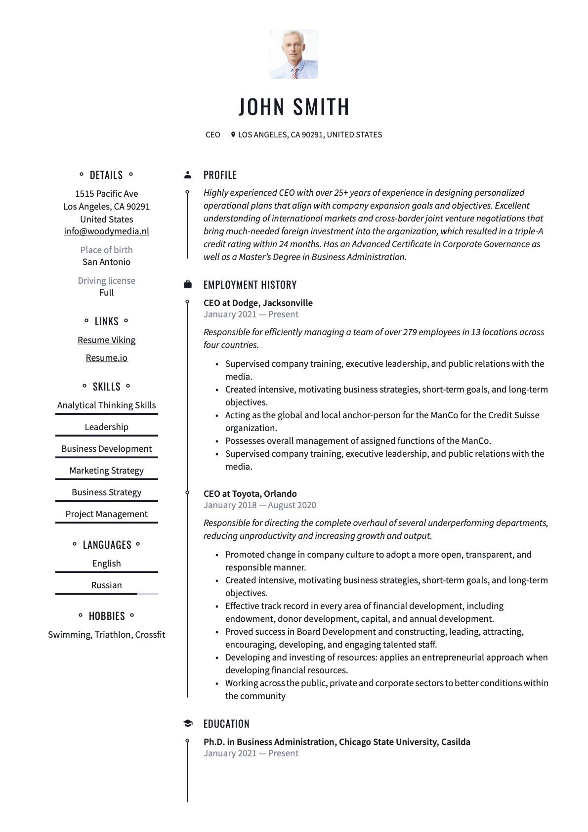 Example Resume CEO-2