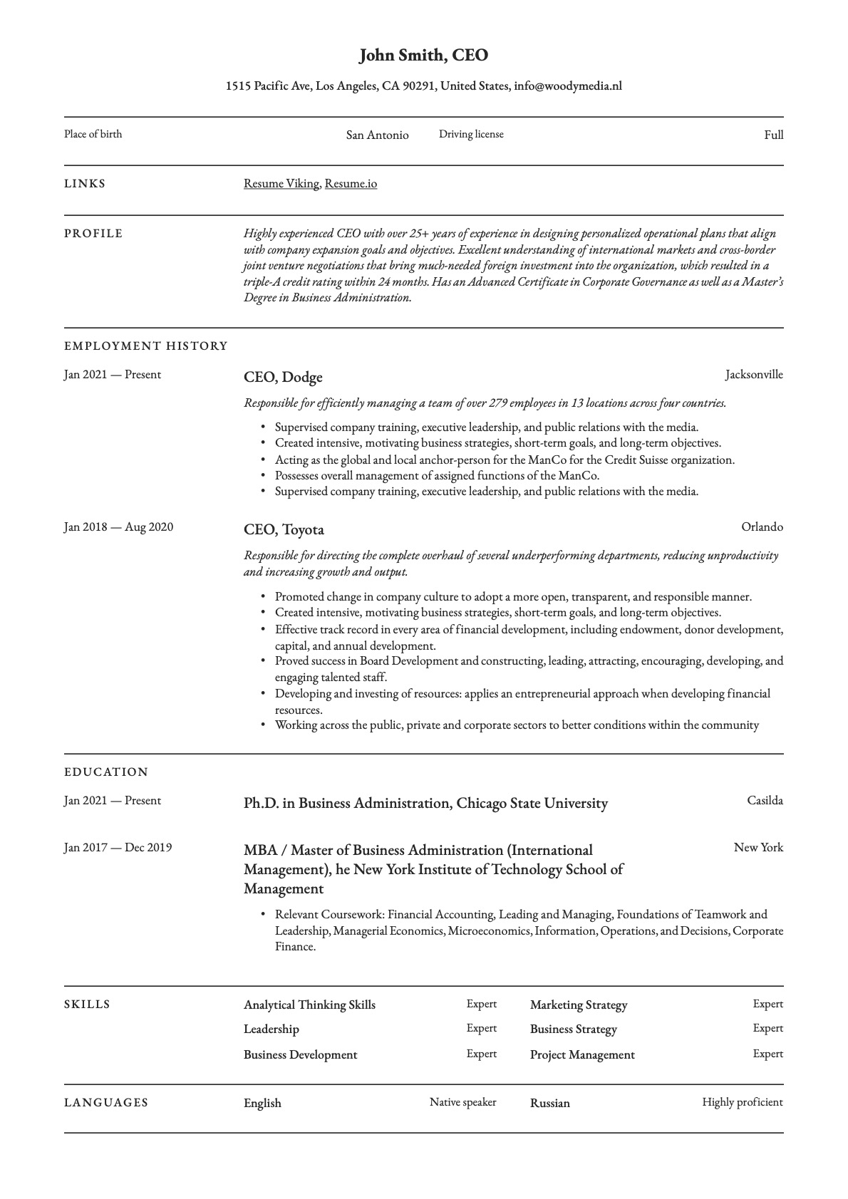 Example Resume CEO-5
