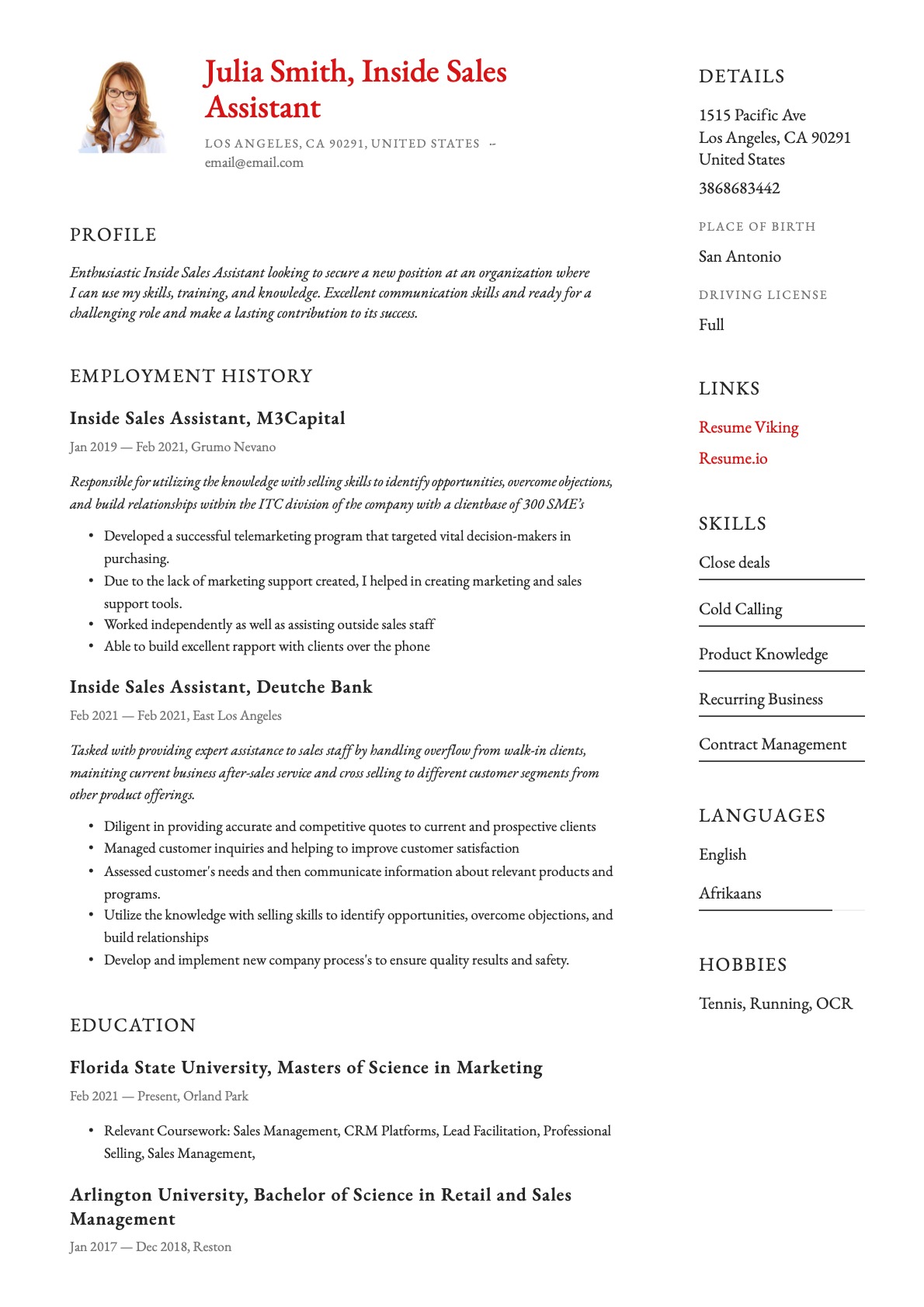 Example Resume Inside Sales Assistant-13