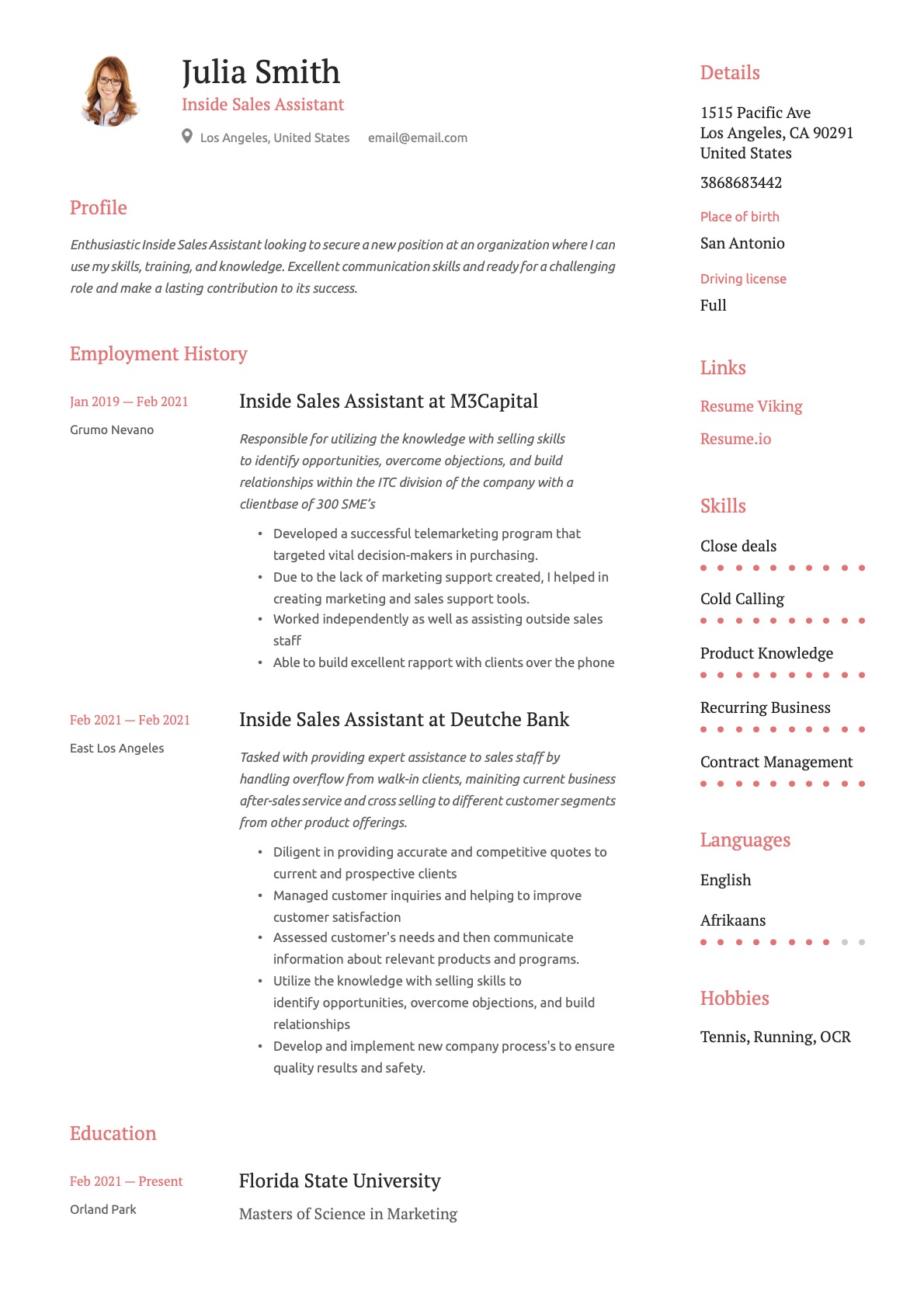 Example Resume Inside Sales Assistant-18