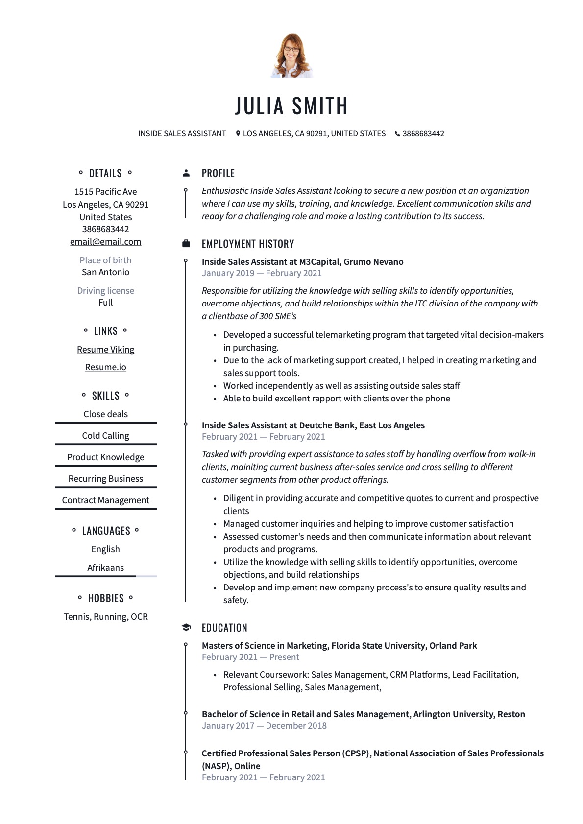 Example Resume Inside Sales Assistant-2