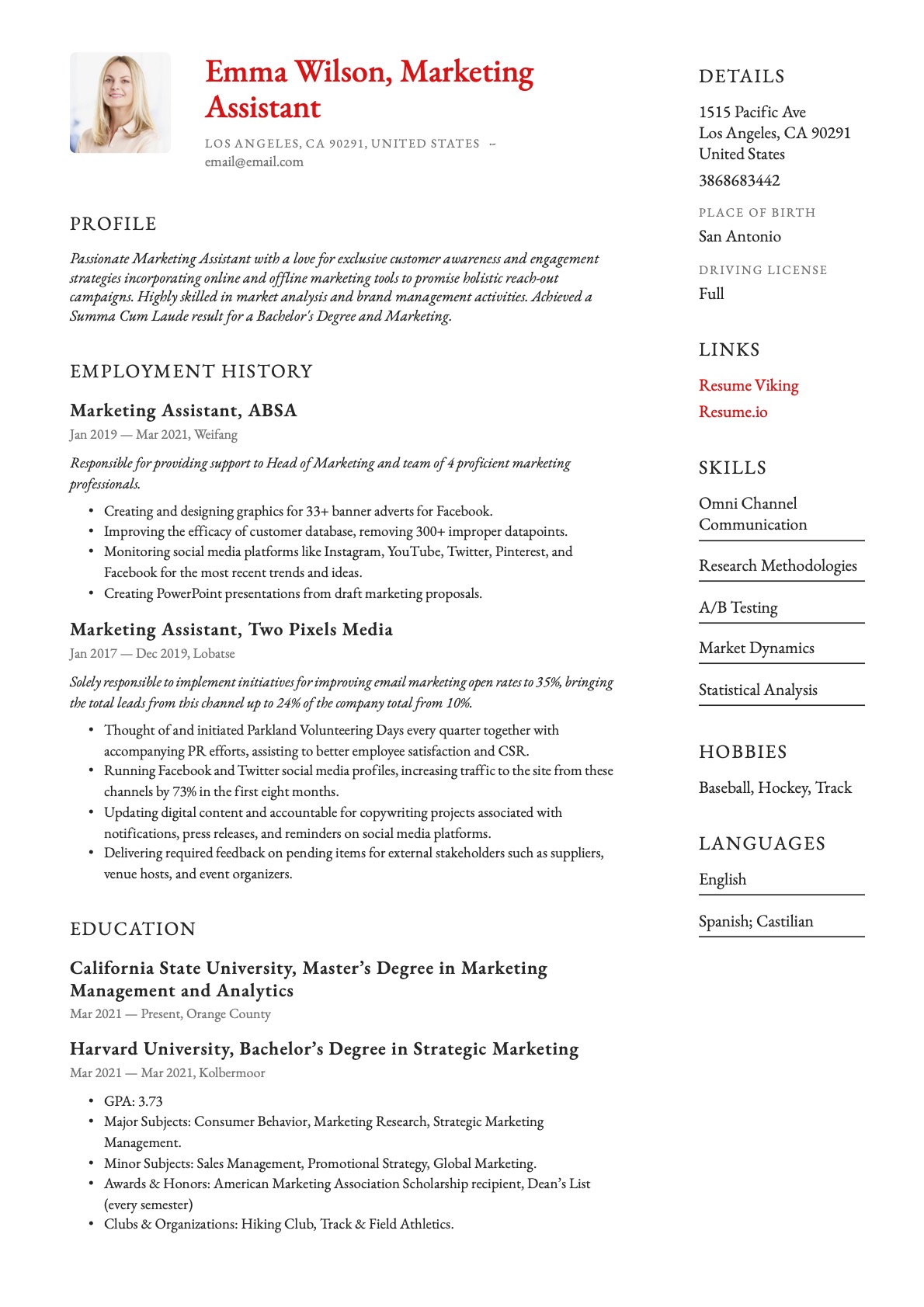 Example Resume Marketing Assistant-13