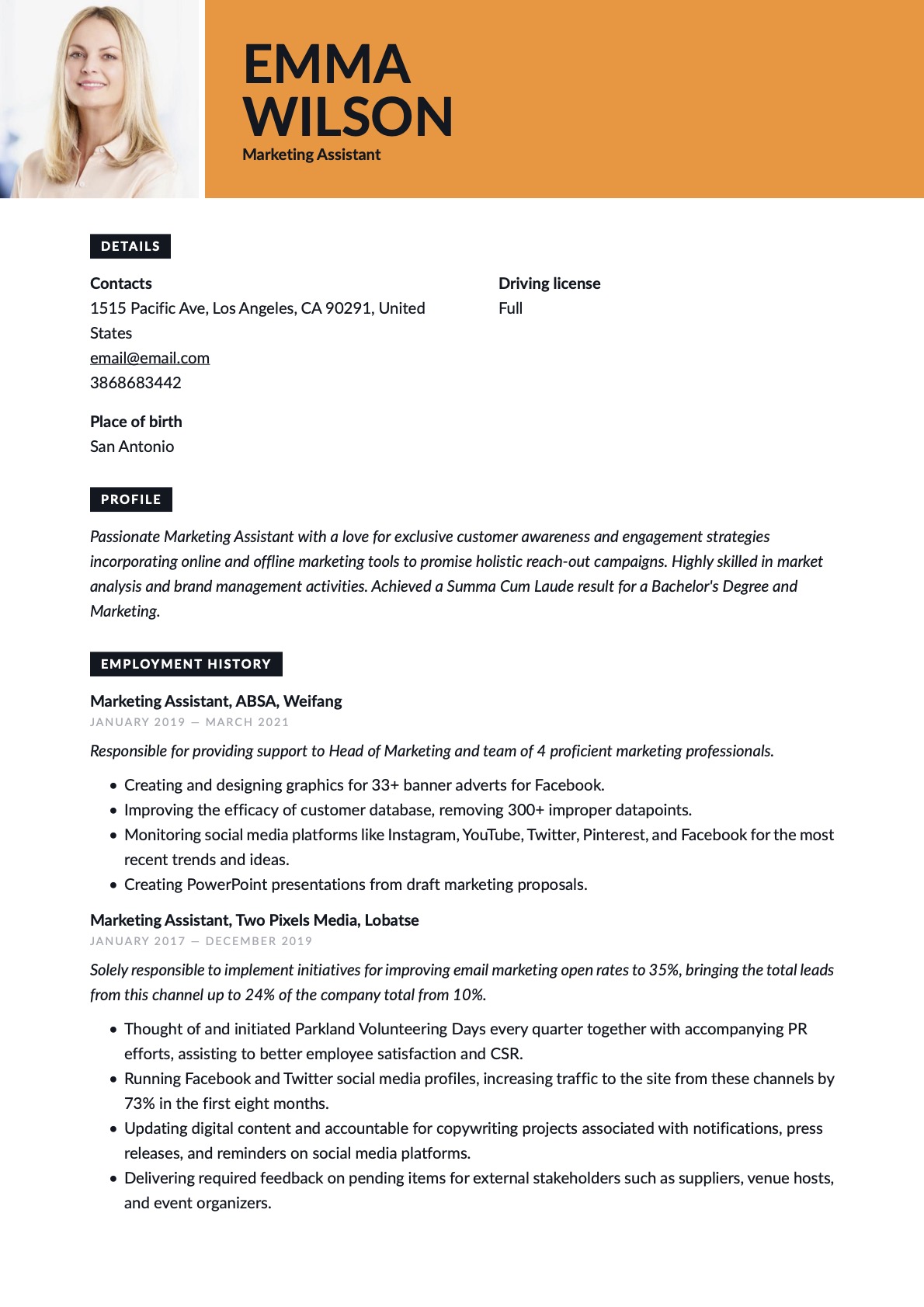 Example Resume Marketing Assistant-9