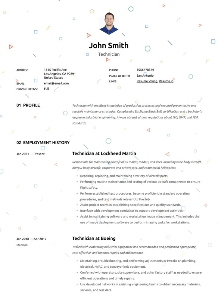 Creative Technician Resume