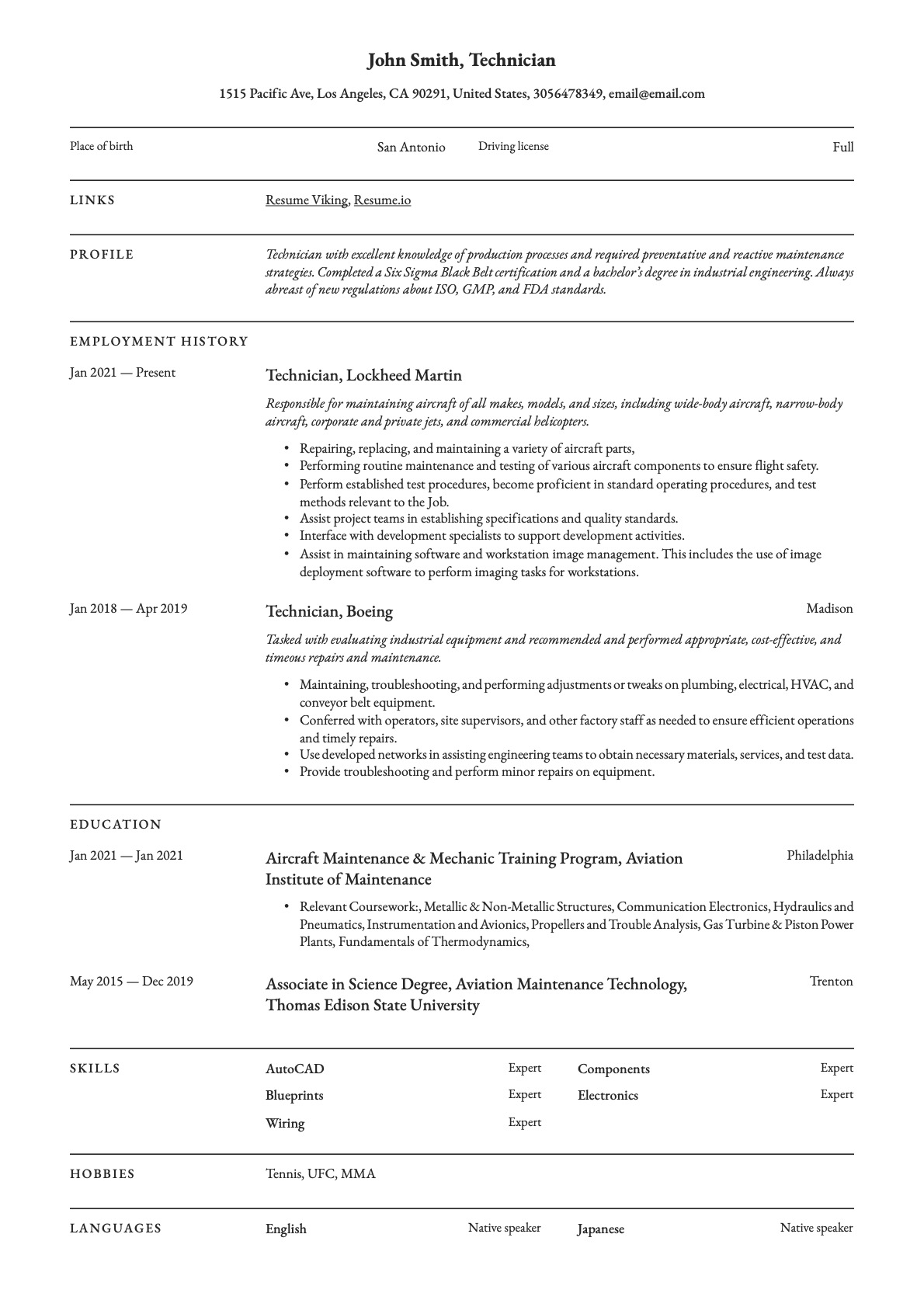 Example Resume Technician-5