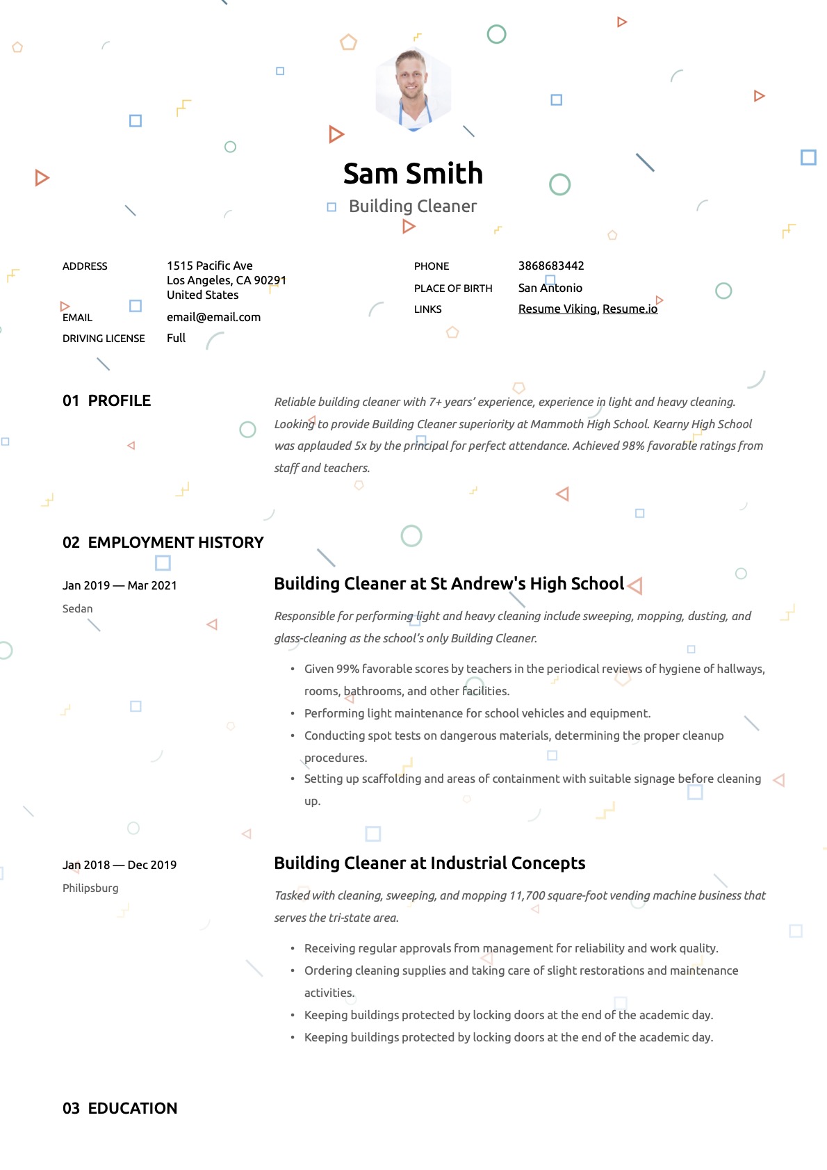 Example Resume Building Cleaner-15