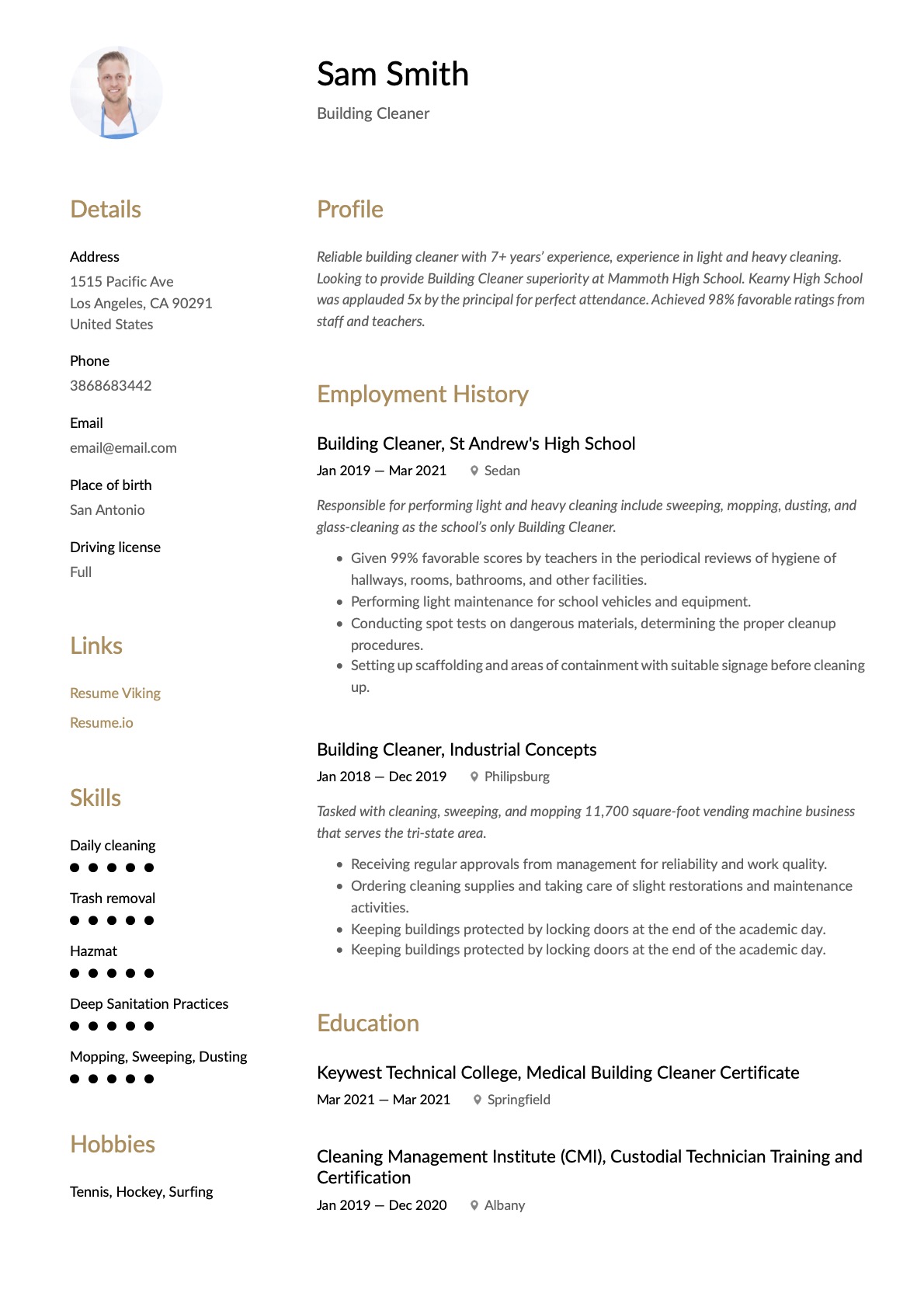 Example Resume Building Cleaner-17