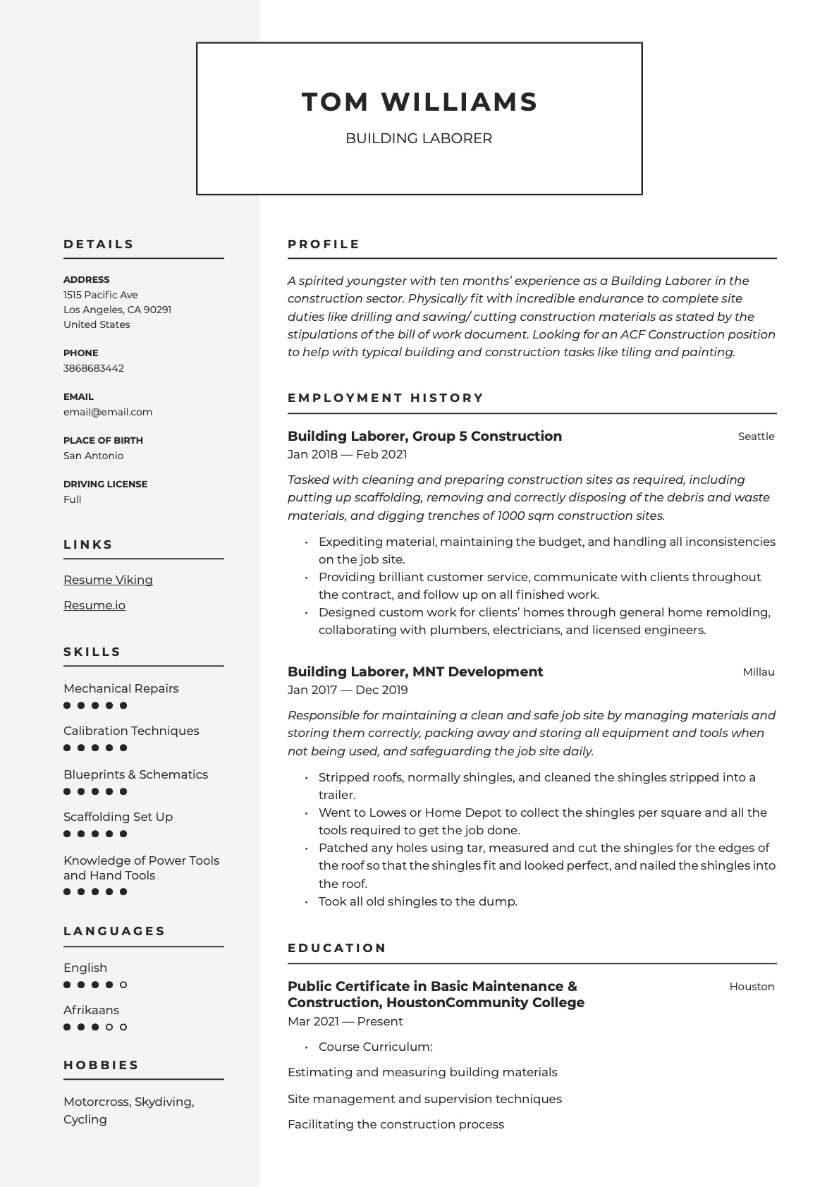 Example Resume Building Laborer-8