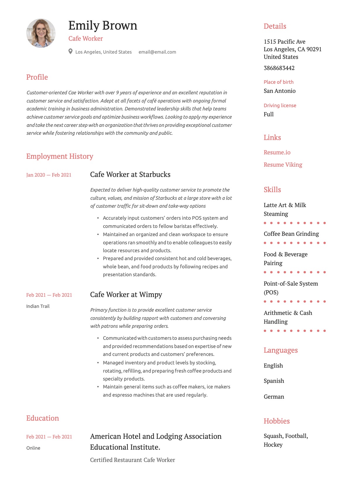 Example Resume Cafe Worker-18