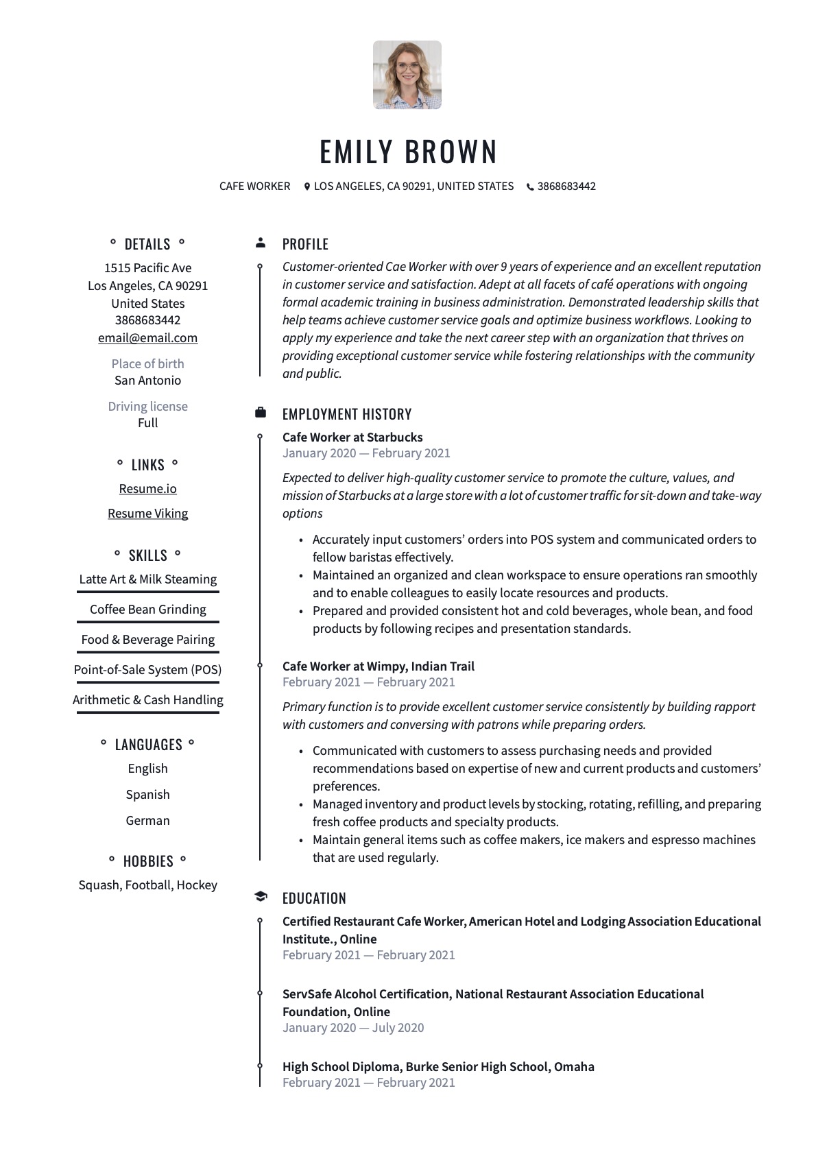 Example Resume Cafe Worker-2