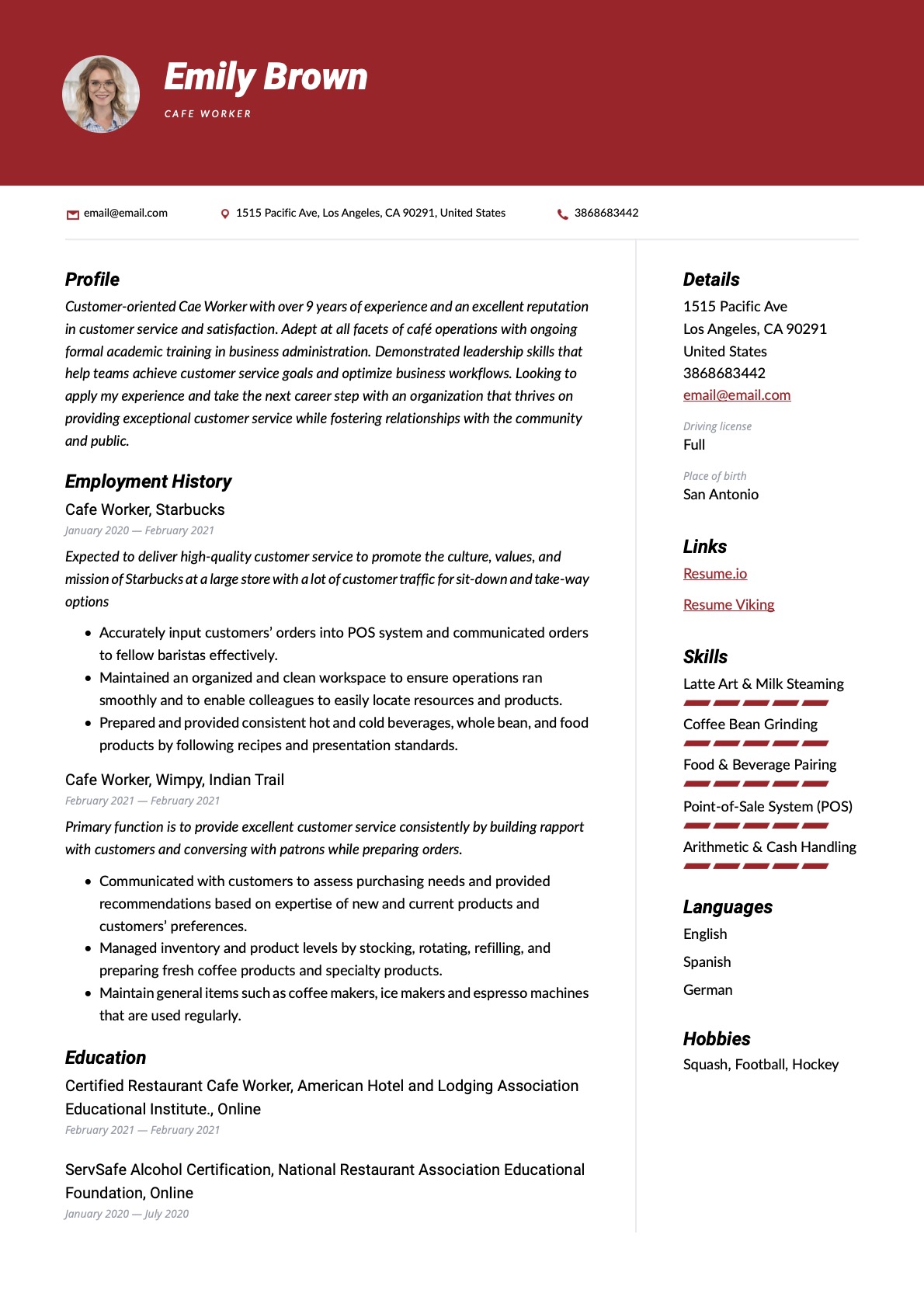 Example Resume Cafe Worker-7