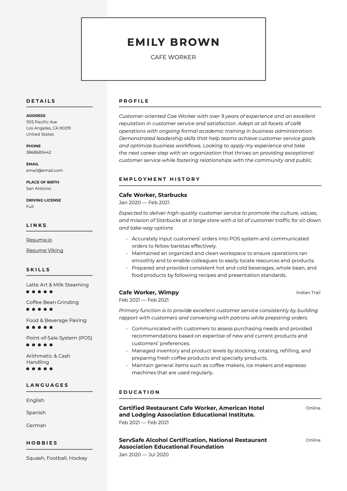 Example Resume Cafe Worker-8